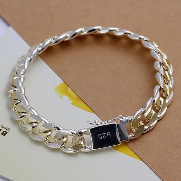 925 Sterling Silver Noble wrist bracelet for daily accessory wear, outfit styling, and special occasion use.
