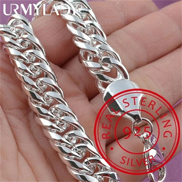 925 sterling silver square-link chain bracelet for everyday wear, layered styling, and casual jewelry outfits.