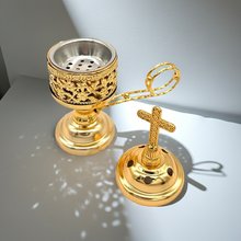 Brûleur d'encens au charbon doré 