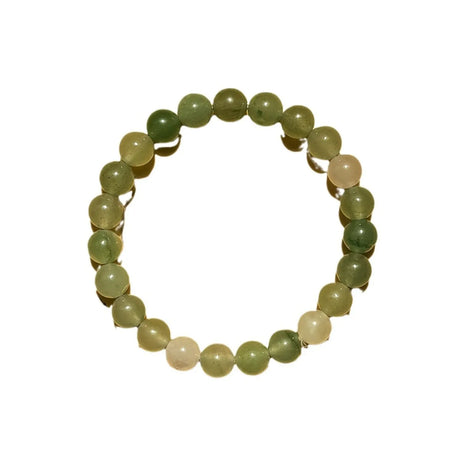 Green beaded bracelet on a white background