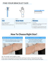 Instructions for finding bracelet size with measurements and illustrations.