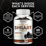 Psalaa Pure Himalayan Shilajit supplement bottle with nutritional information on a black background