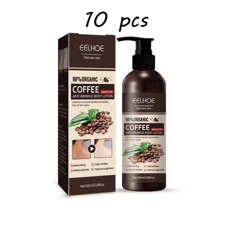 Eelhoe coffee anti-wrinkle body lotion with packaging on a white background
