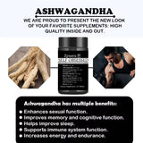 Advertisement for Zynera Ashwagandha supplements with text and images of the product and benefits.