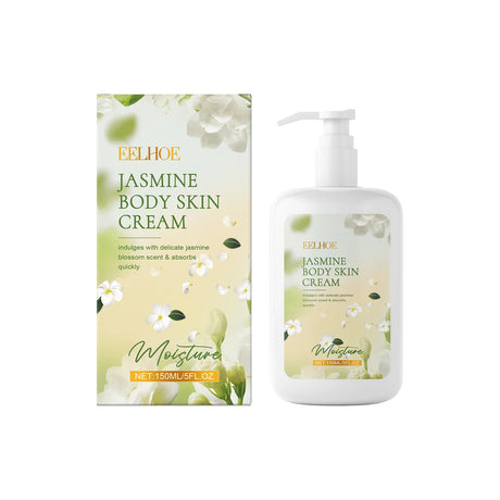 Jasmine body skin cream with packaging on a white background