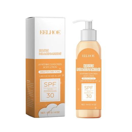 Eelhoe sunscreen lotion and packaging on a white background