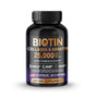 Supplement bottle labeled 'Biotin Collagen & Keratin' on a white background