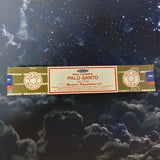 Box of Nag Champa Palo Santo incense on a starry night background