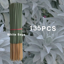 Bundled white sage sticks with '135 PCS' text against a white leafy background
