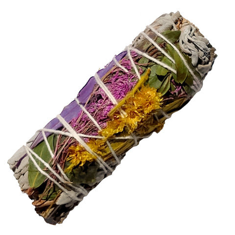 White Sage with Calendula Floral Flowers Smudge Stick 3-4"