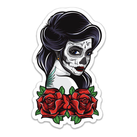 Day of the Dead Lady Sticker 4.4" x 2.7"