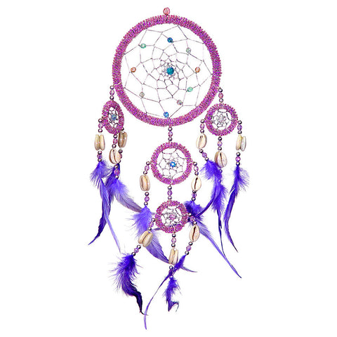 Dreamcatcher Beaded Purple w/Pink Feathers