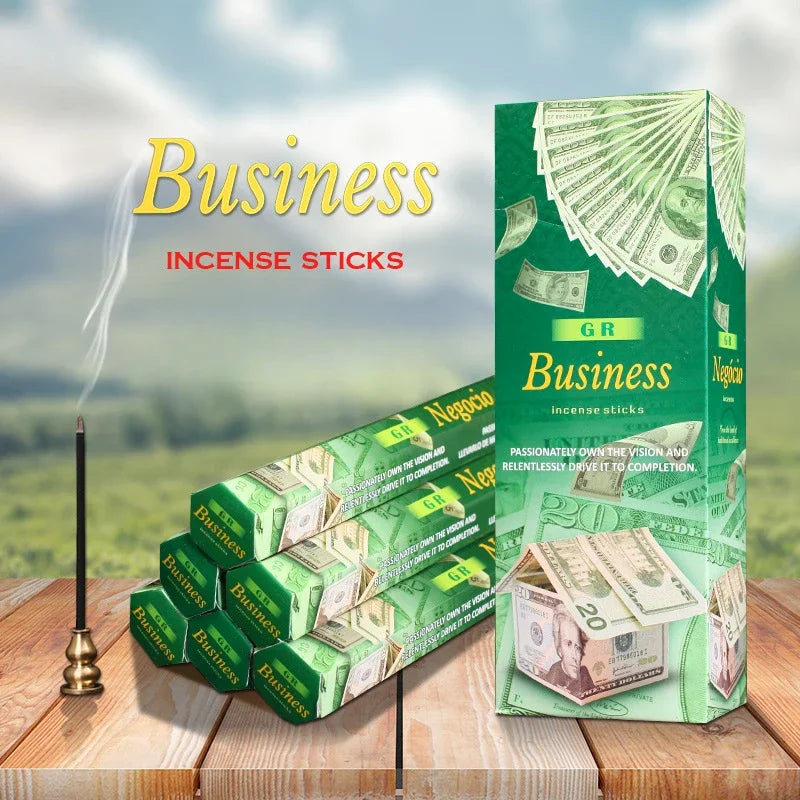 GR Business incense sticks packaging with a scenic background