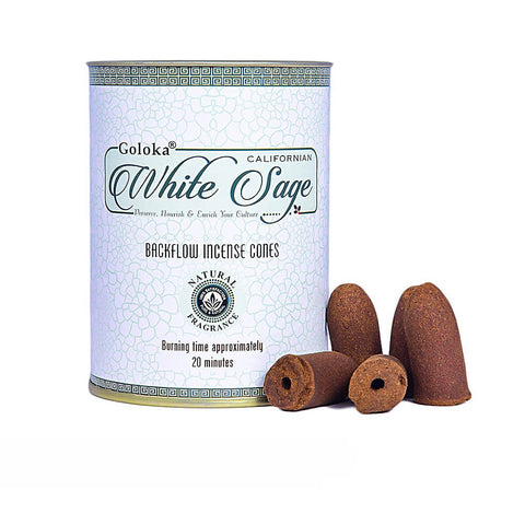 Goloka White Sage Backflow Incense Cones
