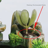 Close-up of a succulent plant being planted into a decorative container with text 'Planting The Succulent Plants'.