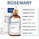 Rosemary essential oil bottle with dropper and packaging on a white background