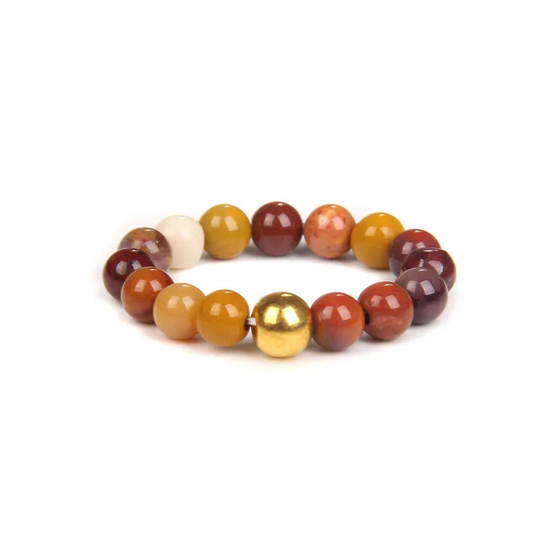 Multicolored beaded bracelet on a white background