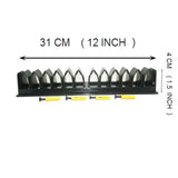 Metal rack with dimensions labeled on a white background