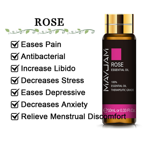 Huile essentielle pure 10 ml – Lavande, eucalyptus, rose et plus