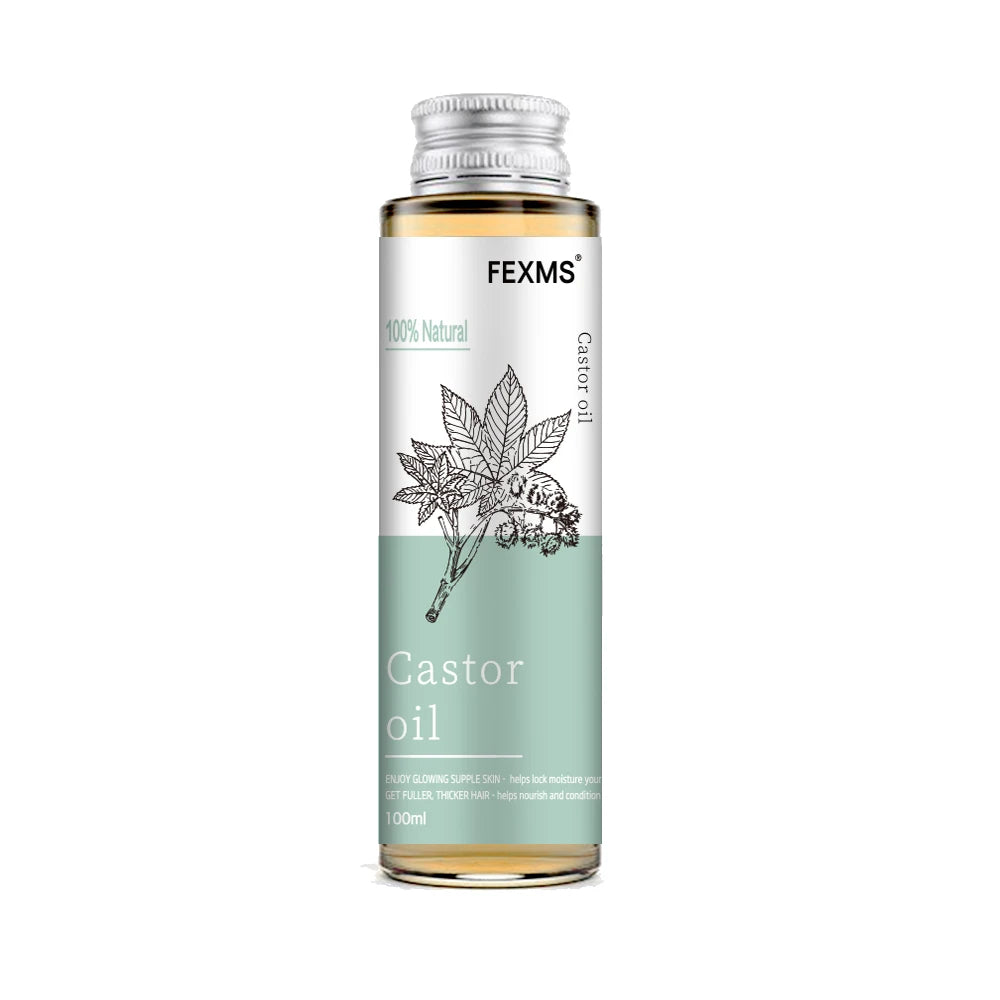 FEXMS castor oil bottle on a white background