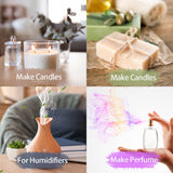 Collage of activities related to making candles, humidifiers, and perfume.