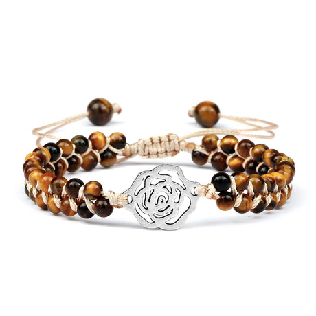 Beaded bracelet with a silver focal point on a white background