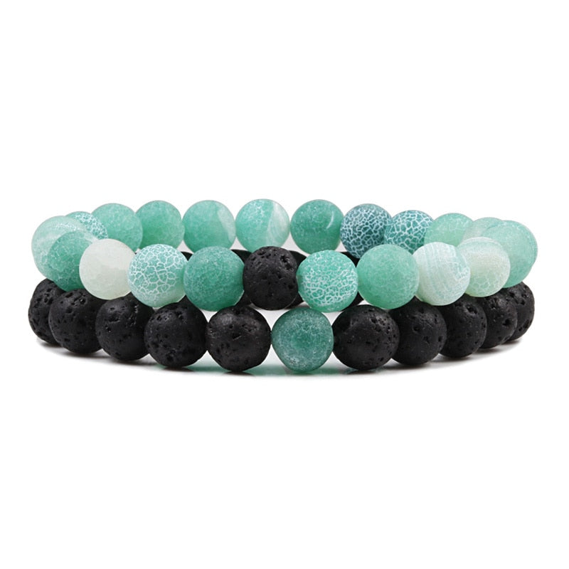 Multicolored beaded bracelet on a white background