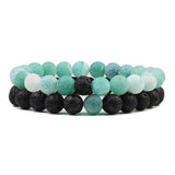 Multicolored beaded bracelet on a white background