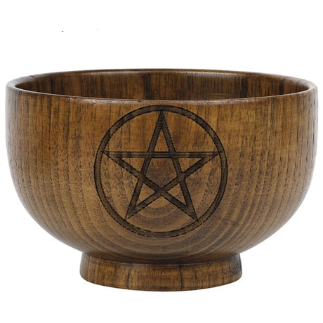 Wooden bowl with pentagram design on a white background, branded 'FaithShop'.