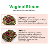 VaginalSteam product description with images of dried herbs on a white background