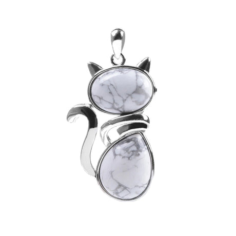 Cat-shaped pendant with marble-like design on a white background