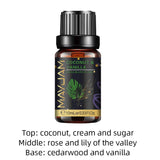 Bottle of Mayliam coconut and vanilla fragrance oil on a white background