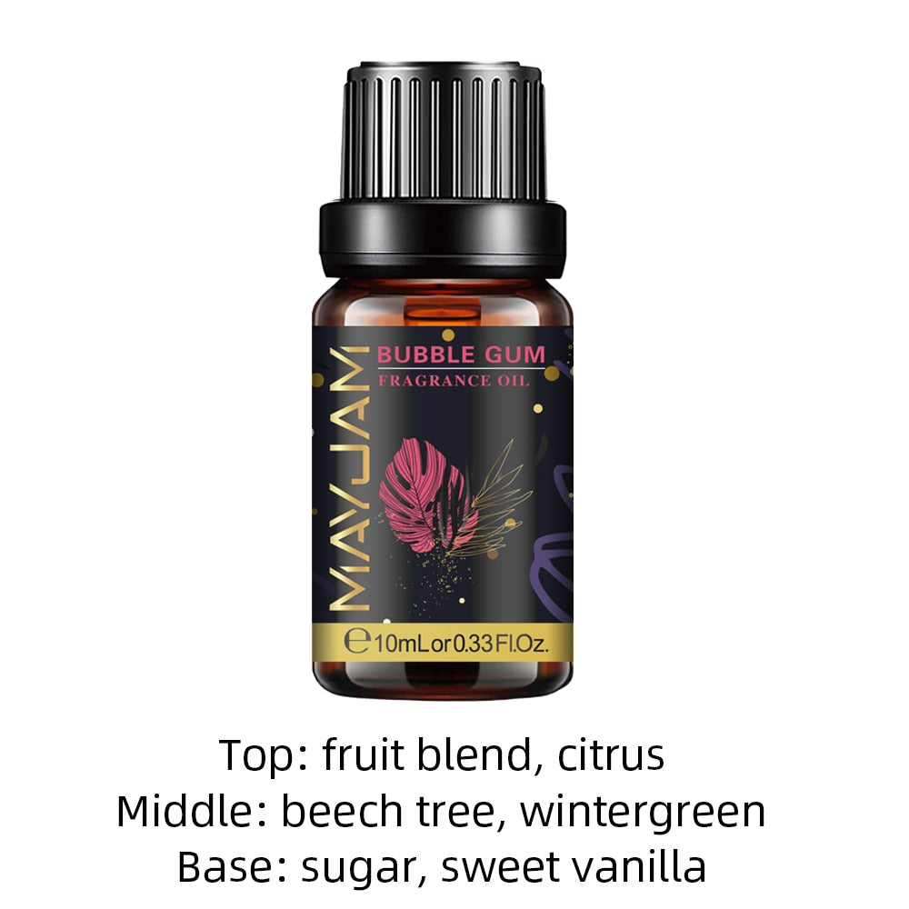 Bottle of MayJam bubble gum fragrance oil on a white background