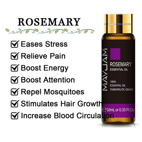 Huile essentielle pure 10 ml – Lavande, eucalyptus, rose et plus