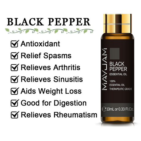 Huile essentielle pure 10 ml – Lavande, eucalyptus, rose et plus