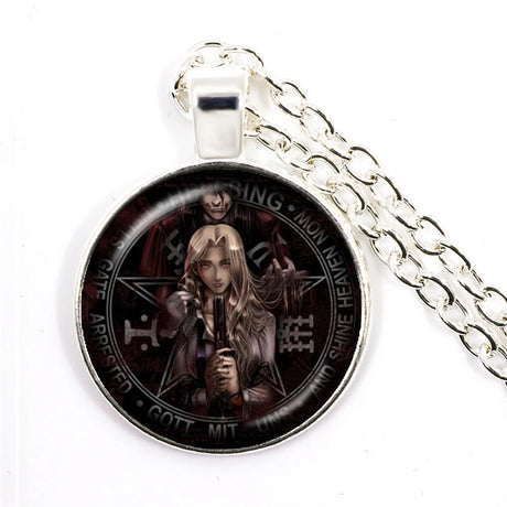 Pendant with a character design on a white background