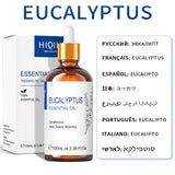 Eucalyptus essential oil bottle with dropper and packaging on a white background