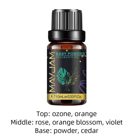 Mayu Jam baby powder fragrance oil bottle on a white background