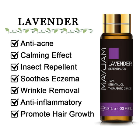 Huile essentielle pure 10 ml – Lavande, eucalyptus, rose et plus