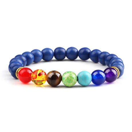 Multicolored beaded bracelet on a white background