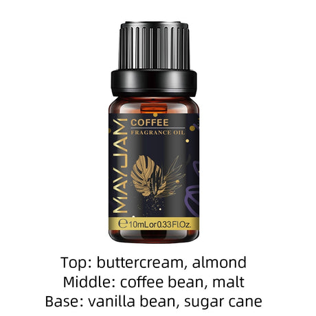 MayJam coffee fragrance oil bottle with label on a white background