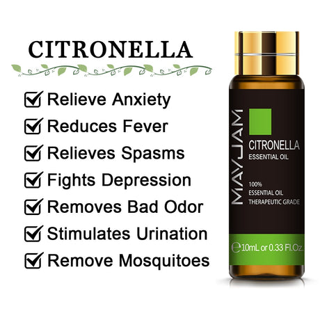 Huile essentielle pure 10 ml – Lavande, eucalyptus, rose et plus