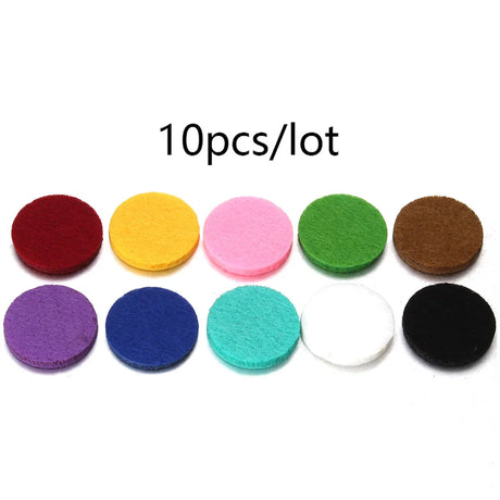 Set of 10 colorful round felt pads on a white background with '10pcs/lot' text.
