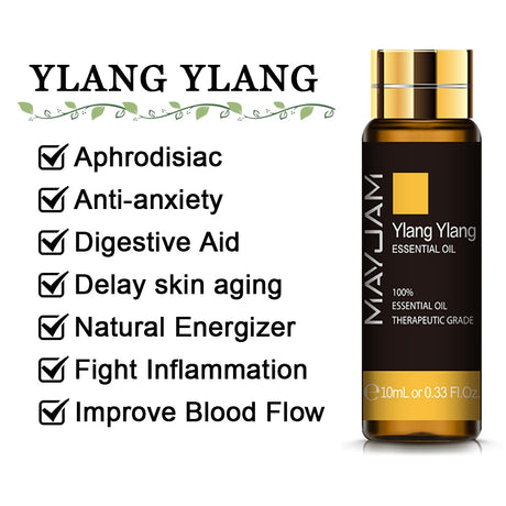 Huile essentielle pure 10 ml – Lavande, eucalyptus, rose et plus