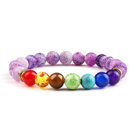 Colorful beaded bracelet with a white background