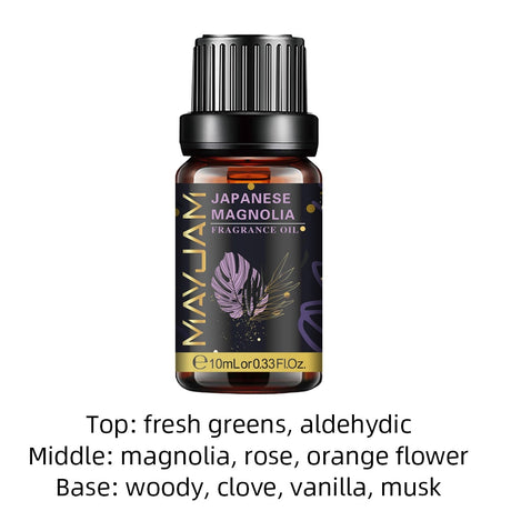 Bottle of Mayumi Japanese Magnolia fragrance oil with label details on a white background