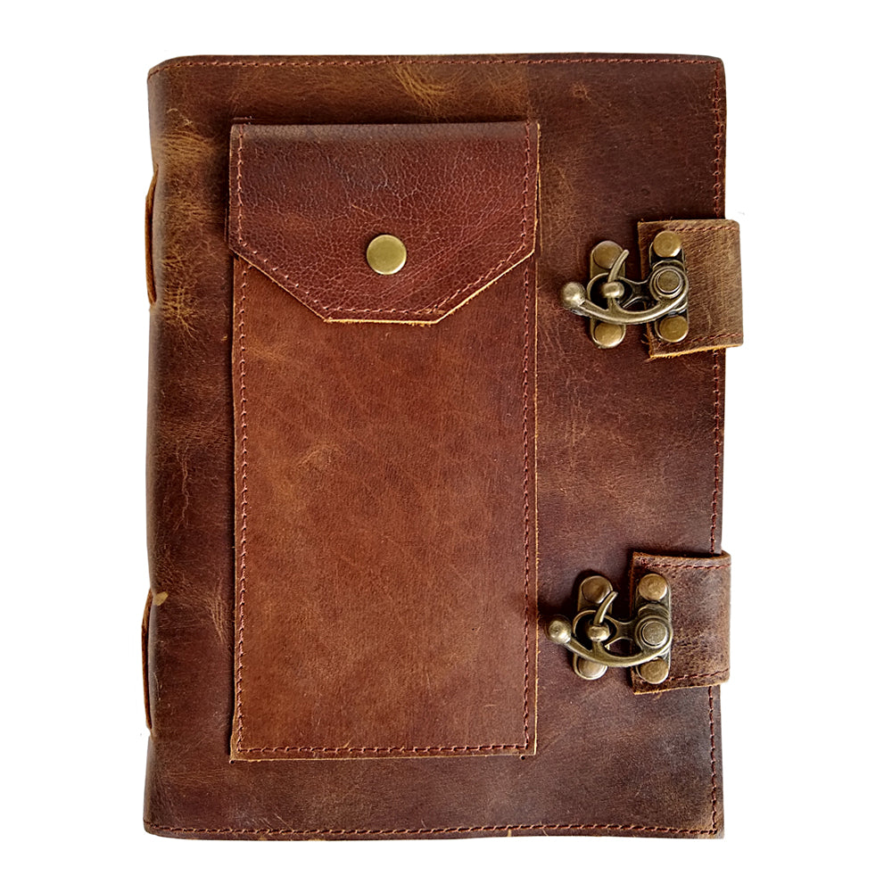 Soft Leather Journal with Two Latch Closures
