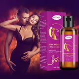 Lidoria Sexy Massage Oil and packaging with a romantic couple on a fiery background