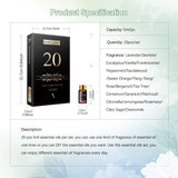 MAYJAM pure essential oil bottles in a 20-pack set for aromatherapy, humidifier use, and calming indoor fragrance.