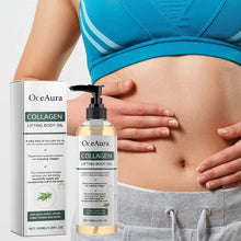 OceAura Collagen Body and Massage Oil collagen body treatment for inner arm firming, décolletage lifting, and anti-ageing care.